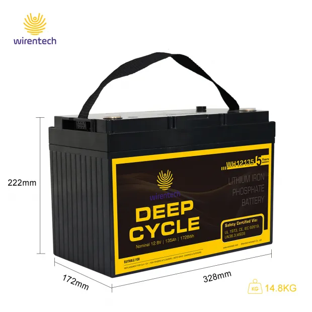 12V 135Ah LifePO4 Lithium ion Battery Pack For RV Solar