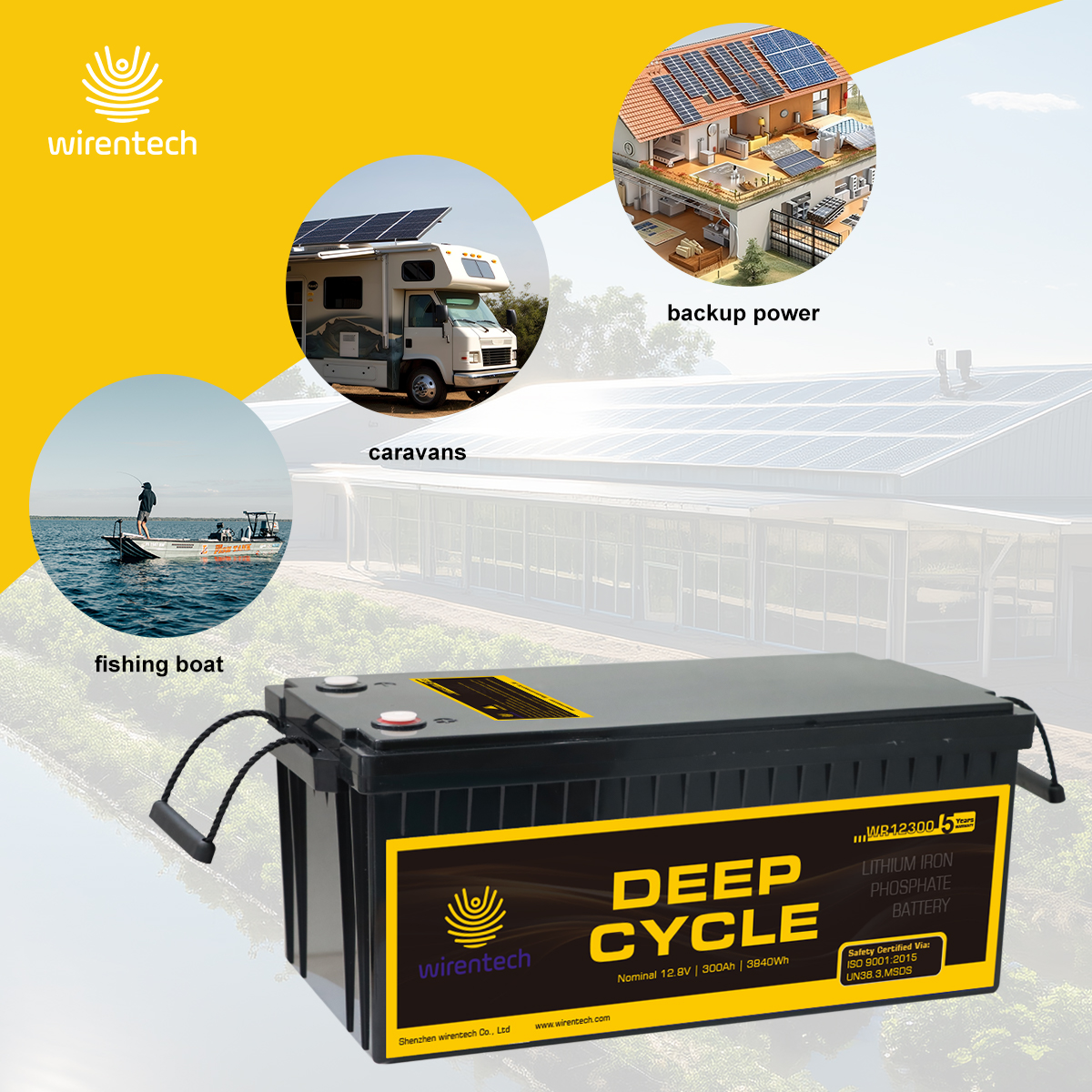 12V 300Ah LiFePO4 Deep Cycle Lithium Ion Batteries Pack