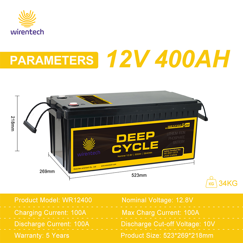 12.8V 400Ah Off-grid Lead Acid Replacement RV Boat Backup Power Battery