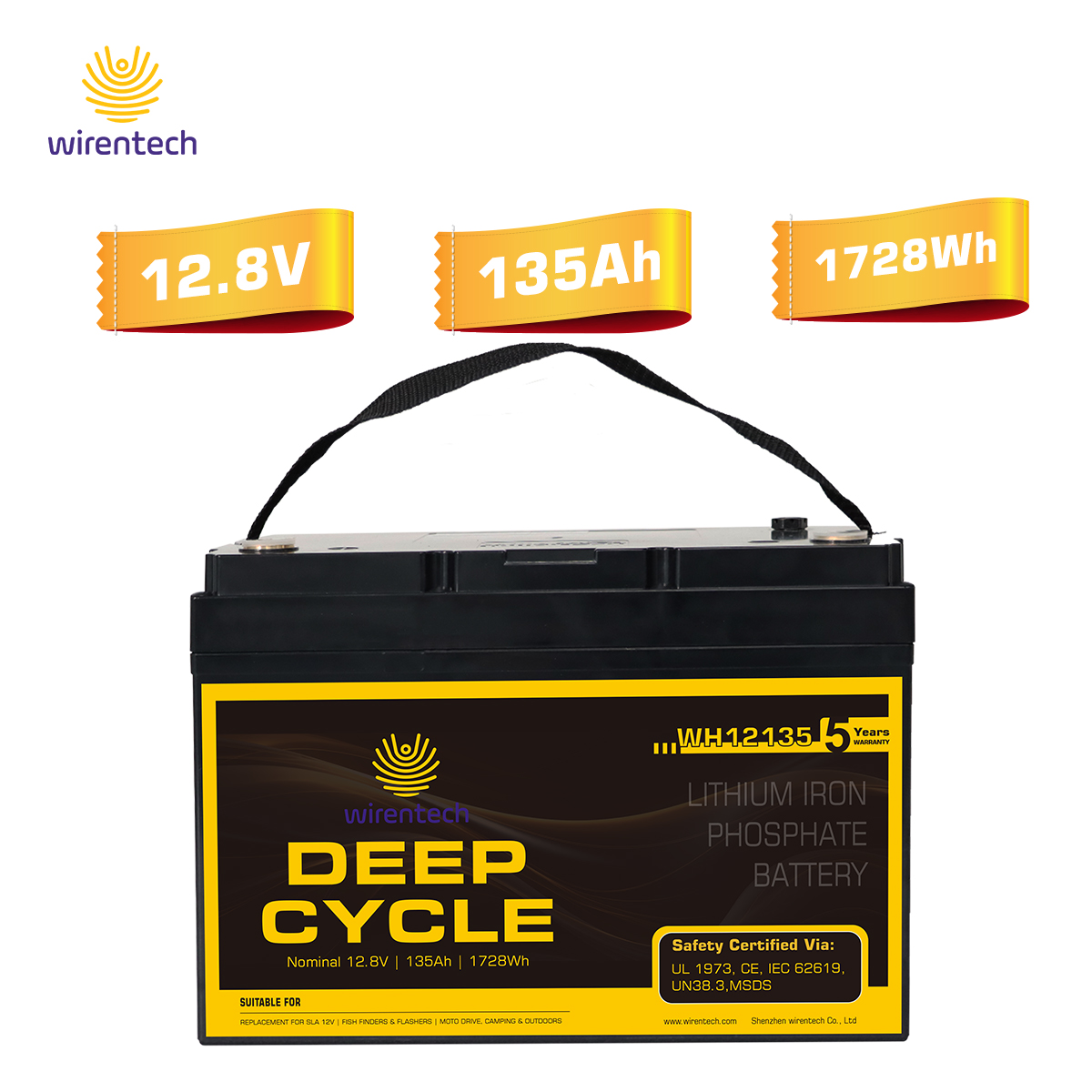 12V 135Ah LifePO4 Lithium ion Battery Pack For RV Solar