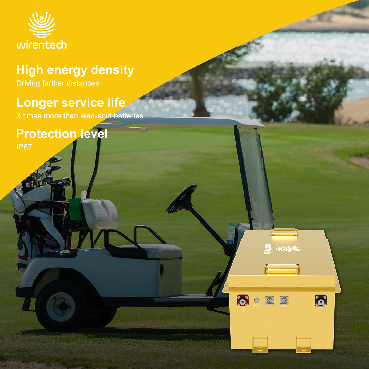 51.2V 105Ah 5kWh LFP Battery with Bluetooth for Lawnmower Scrubber 6 Seater Golf Carts