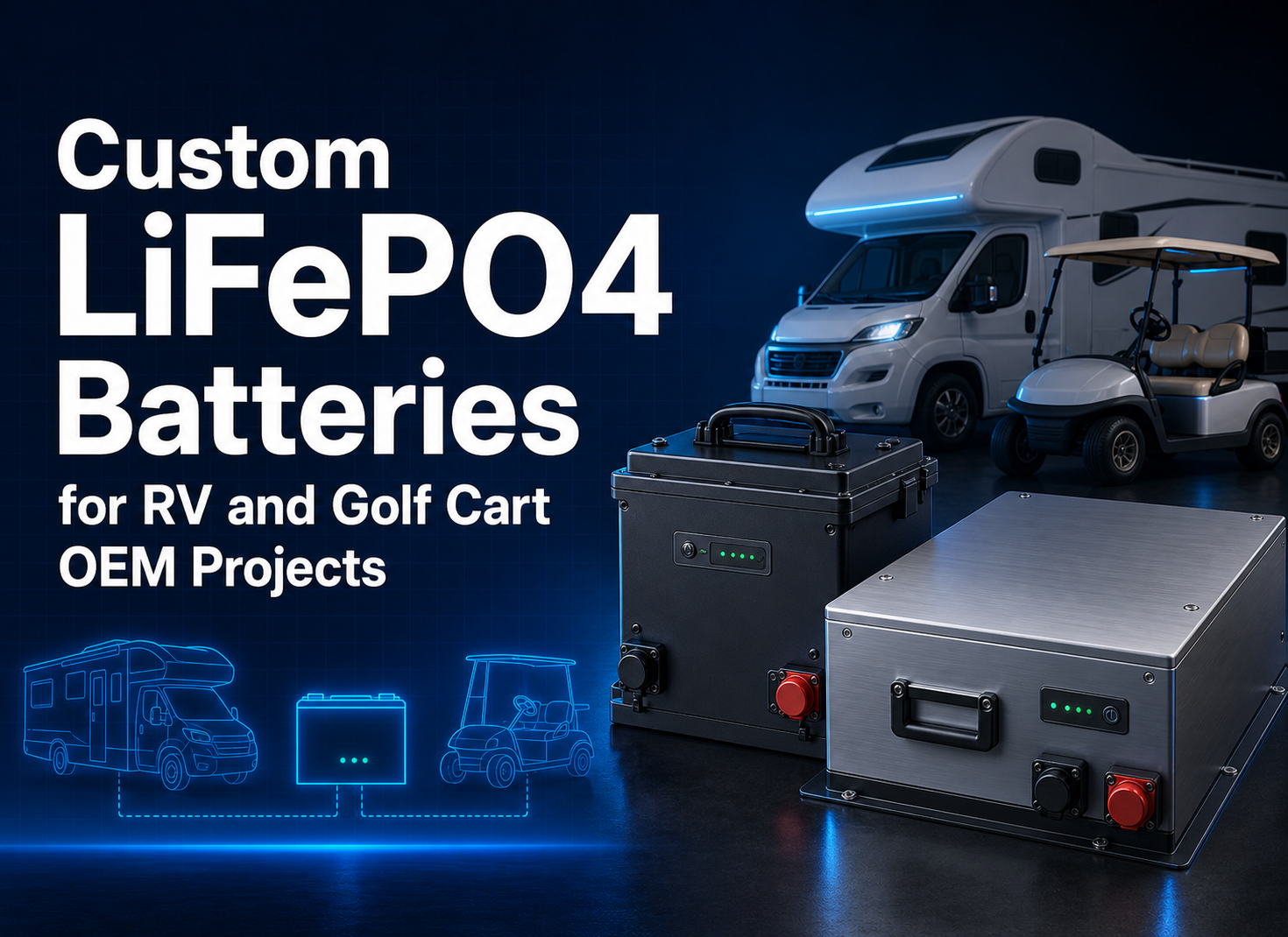 Custom LiFePO4 Batteries for RV and Golf Cart OEM Projects